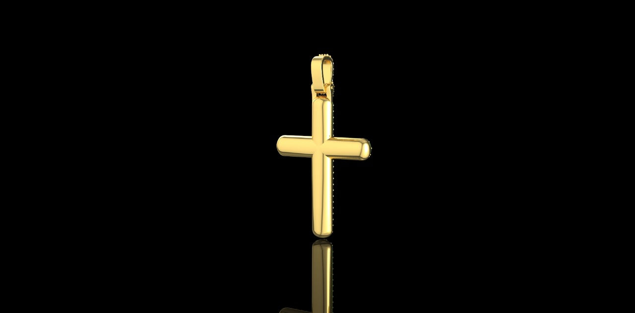 14k yellow gold flower set pave diamond cross pendant