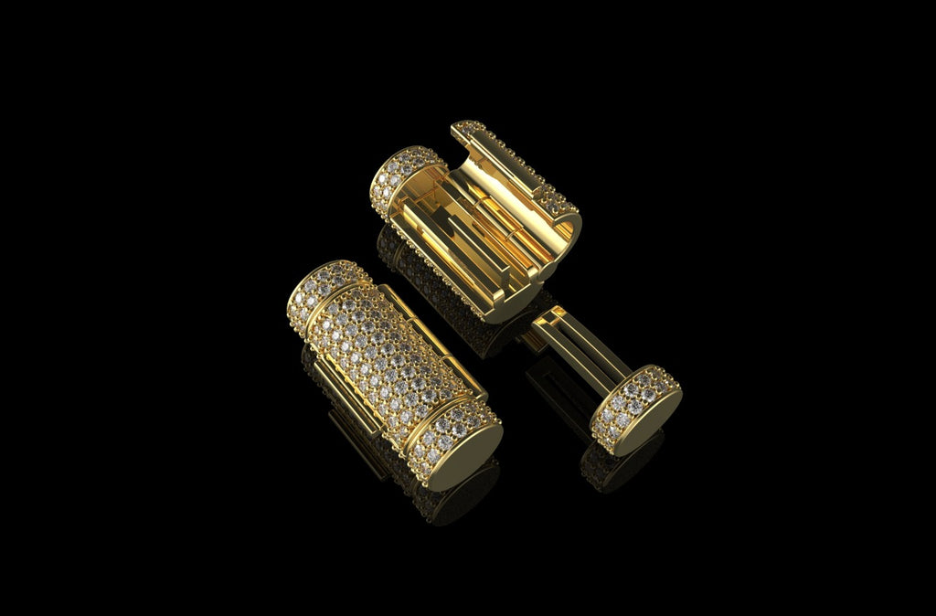 14k yellow gold custom made medium diamond barrel lock