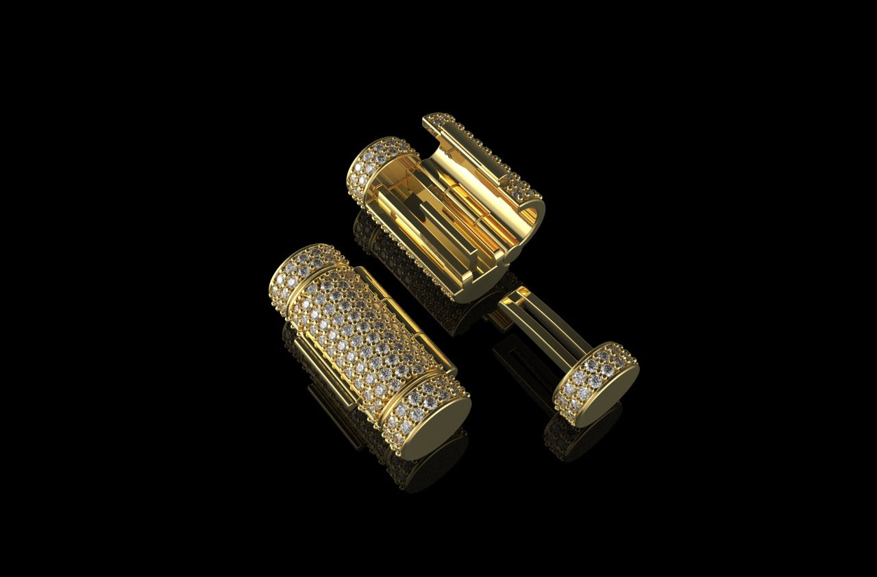 14k yellow gold custom made medium diamond barrel lock