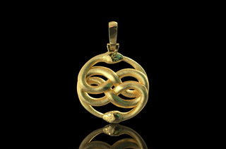 14k yellow gold custom snake pendant