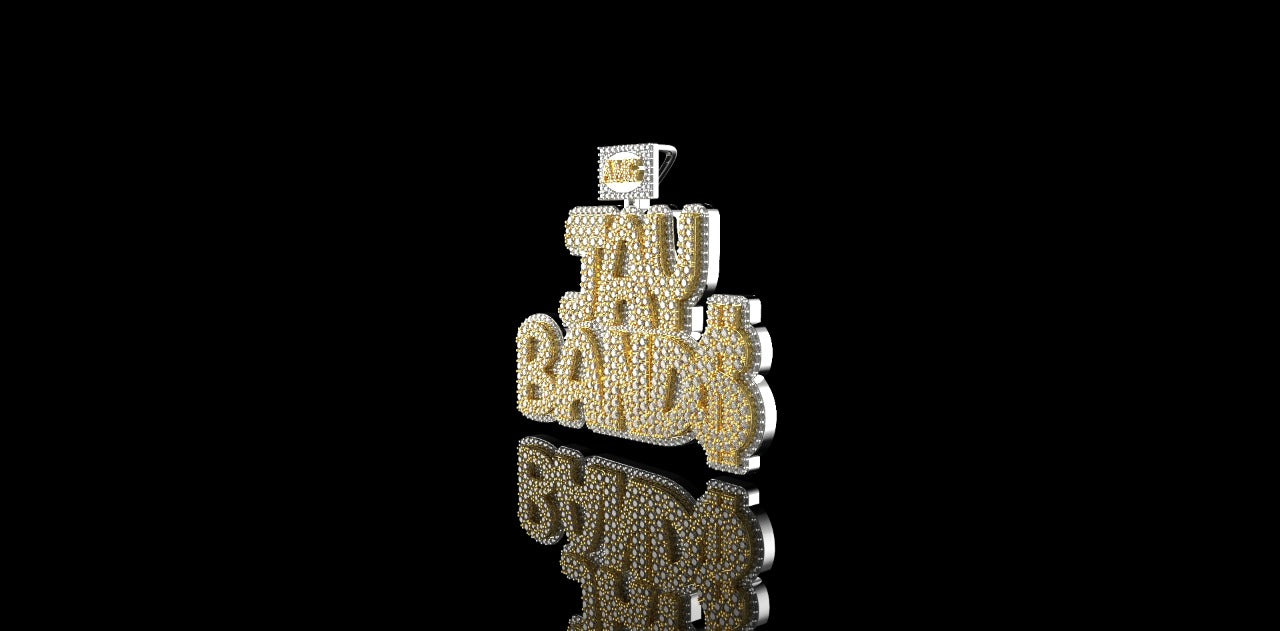 14K 2 TONE YELLOW AND WHITE GOLD "AMG JAY BANDS" STYLE CUSTOM DIAMOND PENDANT