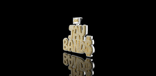 14K 2 TONE YELLOW AND WHITE GOLD "AMG JAY BANDS" STYLE CUSTOM DIAMOND PENDANT