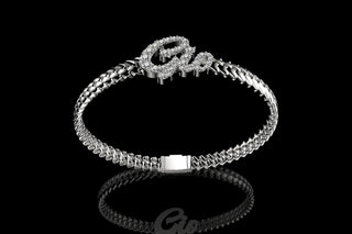 14k white gold custom "gia" style cuban link name bracelet