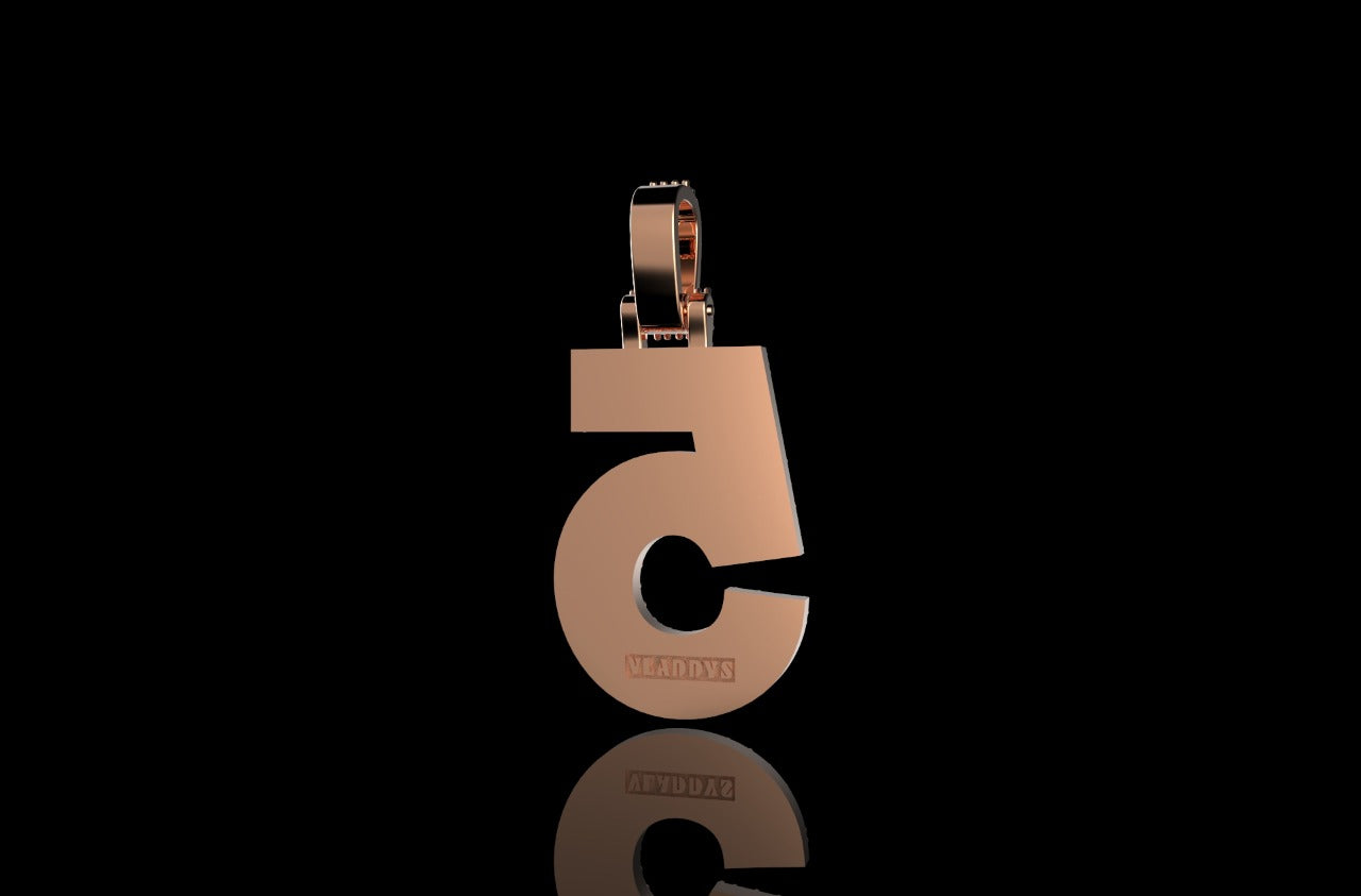 14k white and Rose gold double layer number 5 diamond pendant