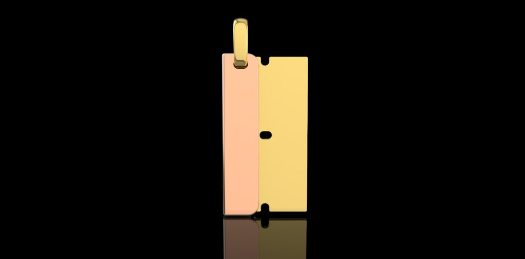 14K 2 TONE YELLOW AND ROSE GOLD RAZOR PENDANT
