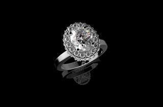 18k white gold oval hidden halo diamond engagement ring 1.75cts