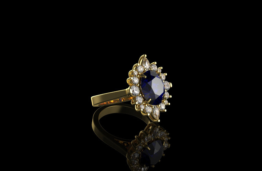 18k yellow gold custom purple amethyst oval shape diamond ring