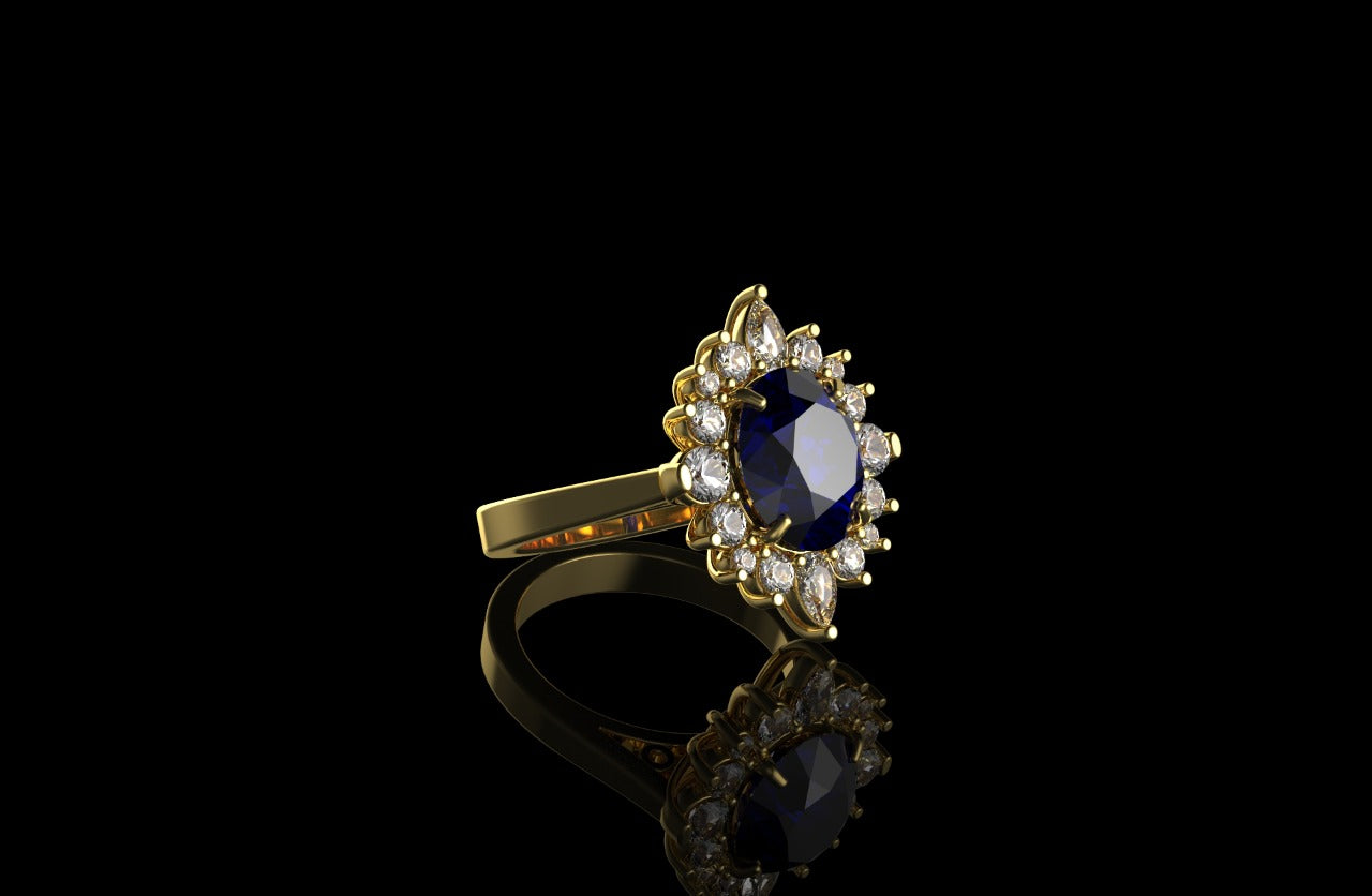 18k yellow gold custom purple amethyst oval shape diamond ring