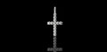 14k white gold diamond prong cross pendant