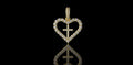 14K YELLOW GOLD CUSTOM DIAMOND HEART WITH CROSS PENDANT