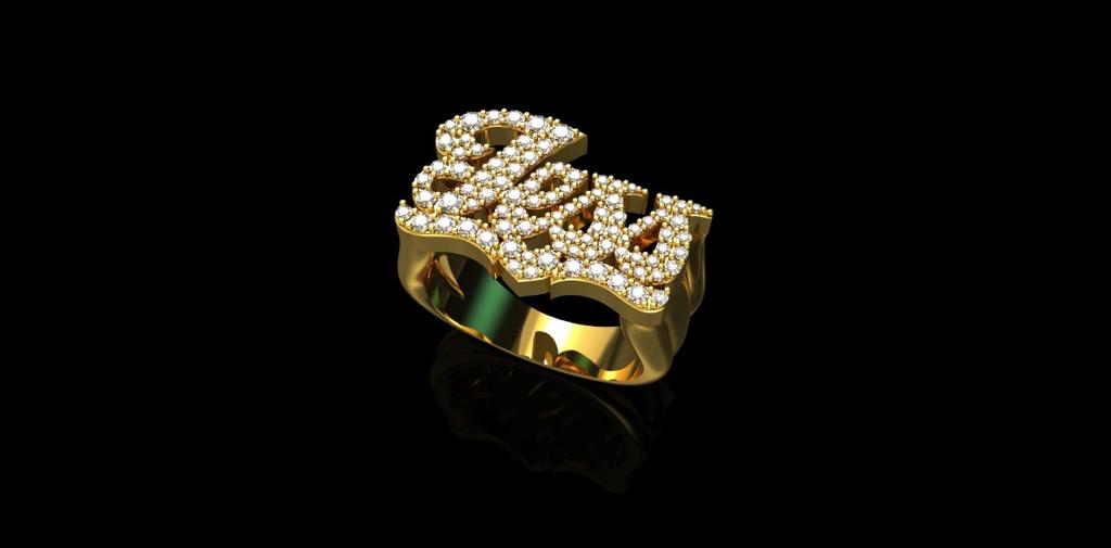 14k 2 tone white and yellow gold custom made "Jess" style name ring