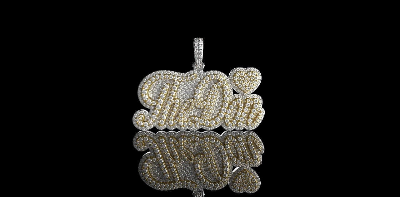 14K 2 TONE YELLOW AND WHITE GOLD "THE DON" STYLE CUSTOM DIAMOND PENDANT