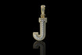 14k 2 tone yellow and white gold double layer initial J diamond pendant