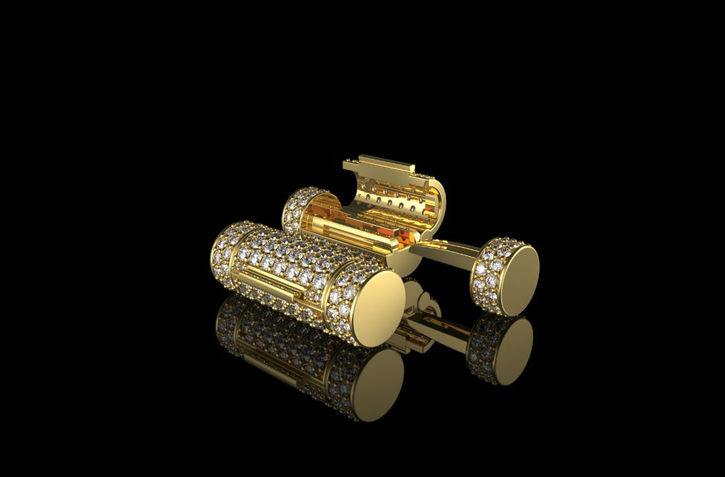 14k yellow gold custom made small diamond barrel lock