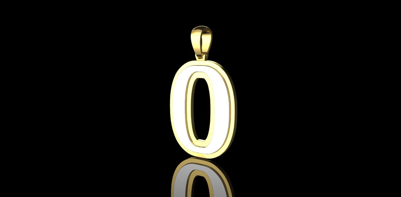 14K 2 TONE YELLOW AND WHITE GOLD CUSTOM INITIAL "O" STYLE PENDANT