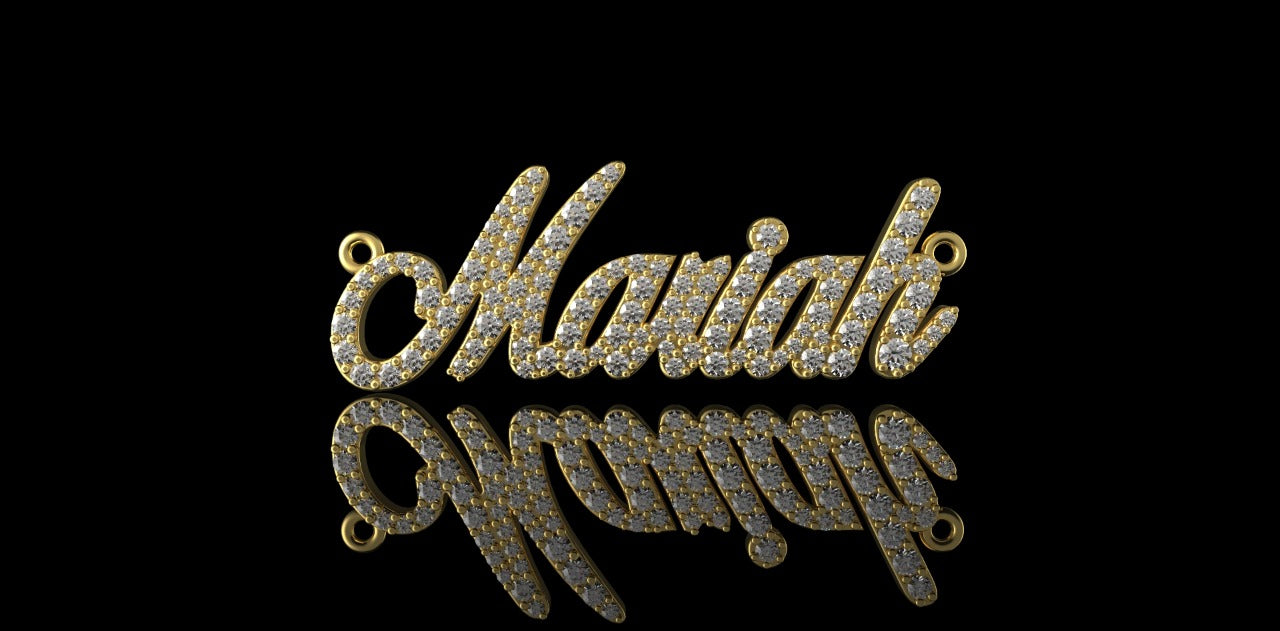 14K YELLOW GOLD CUSTOM "MARIAH" STYLE DIAMOND NAME PENDANT