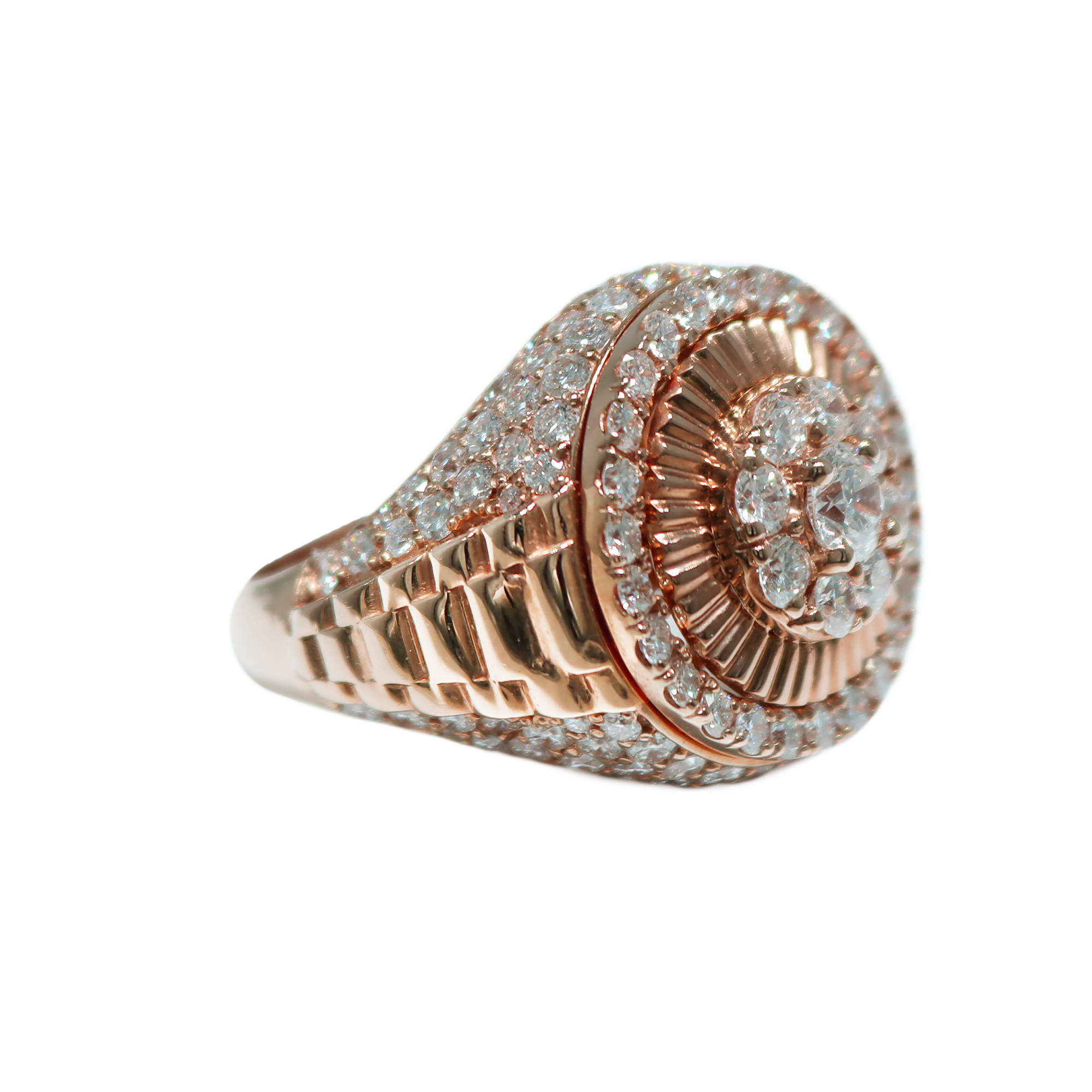 Diamond Layer Cluster Rose Gold Ring 4.62 CT