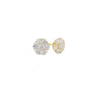 Small Flower Cluster Diamonds Earrings 1.12 CT