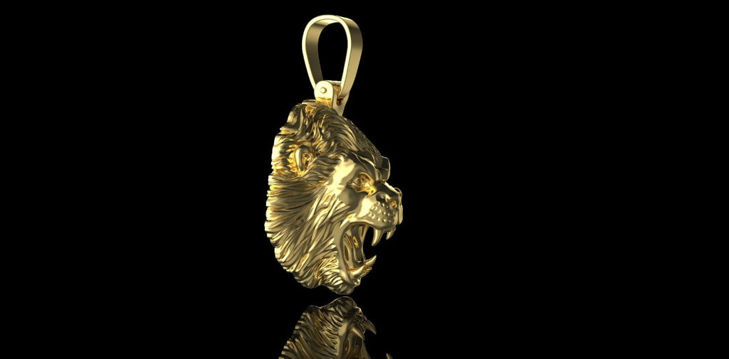 14K YELLOW GOLD 3D GORILLA HEAD PENDANT
