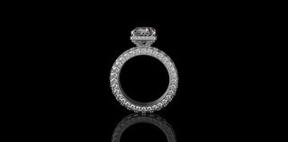 18K WHITE GOLD CUSTOM RADIANT CUT DIAMOND ENGAMEMENT RING 3D DIAMOND ETERNITY