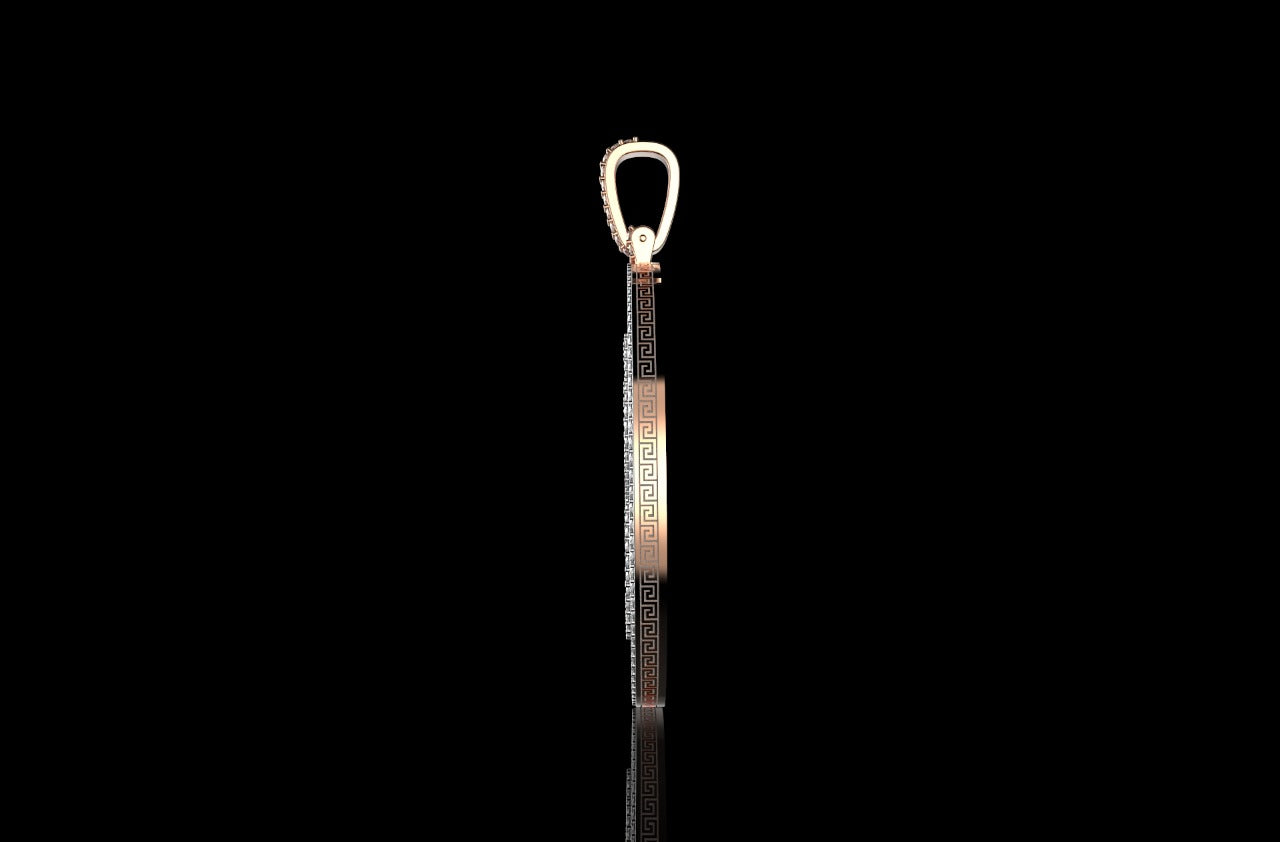 14k 2 tone rose and white gold 3d double layer large round custom diamond pendant