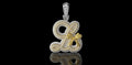 14K 2 TONE YELLOW AND WHITE GOLD CUSTOM "LO BOWTIE" STYLE DIAMOND PENDANT