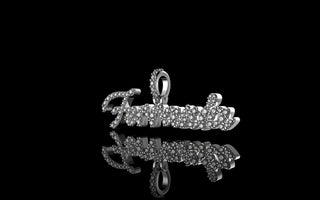 14k white gold custom "ferrania" style diamond pendant