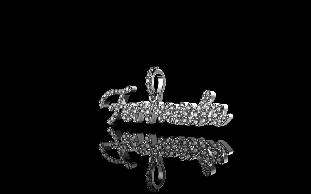 14k white gold custom "ferrania" style diamond pendant