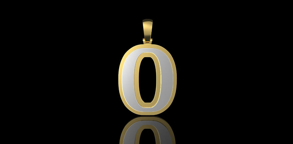 14K 2 TONE YELLOW AND WHITE GOLD CUSTOM INITIAL "O" STYLE PENDANT