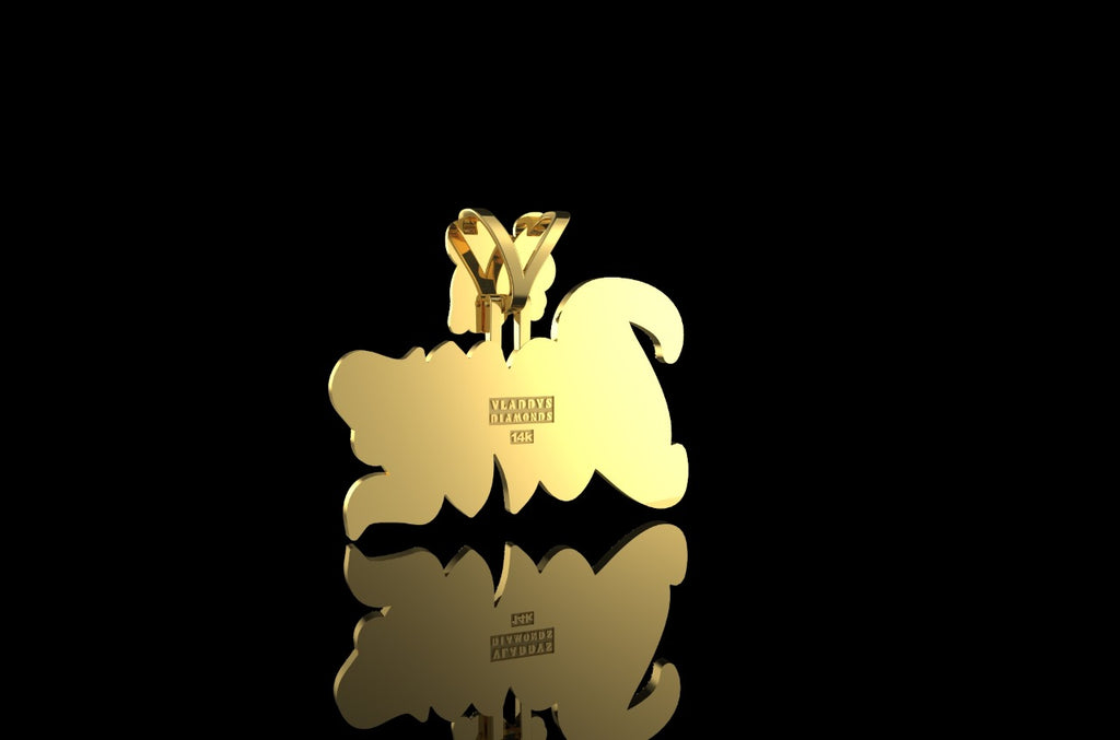 14K 2 TONE YELLOW AND WHITE GOLD LARGE CUSTOM "BENZ" STYLE DIAMOND PENDANT