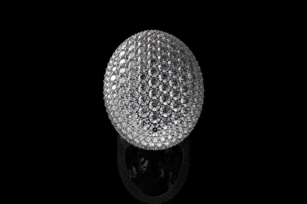 14k white gold large custom mens 3d oval shape diamond ring with large diamonds