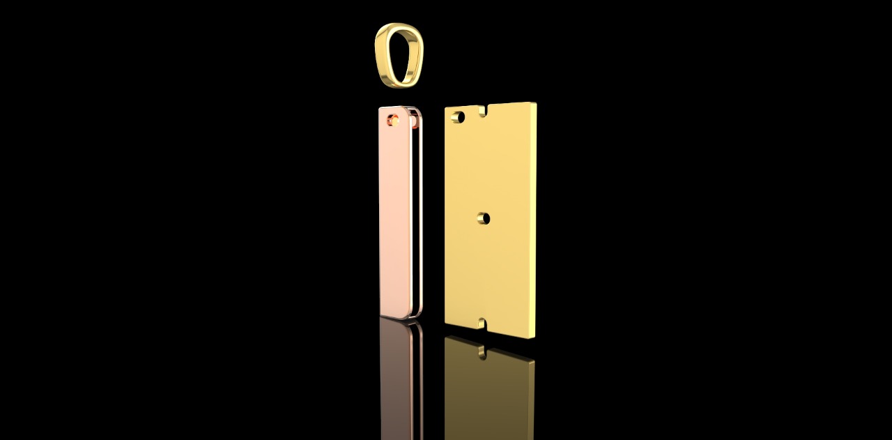 14K 2 TONE YELLOW AND ROSE GOLD RAZOR PENDANT