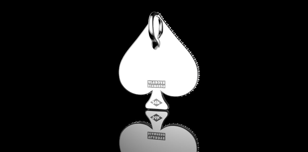 14K 2 TONE YELLOW AND WHITE GOLD CUSTOM "SPADE FISH SCALE" STYLE DIAMOND PENDANT