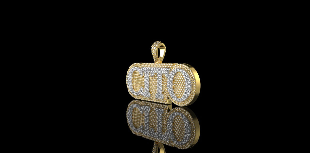 14K YELLOW AND WHITE GOLD CUSTOM "CITO" STYLE DIAMOND PENDANT