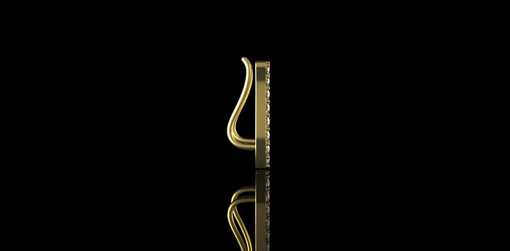 14K YELLOW GOLD CUSTOM "WIGGLE" STYLE DIAMOND EARRING