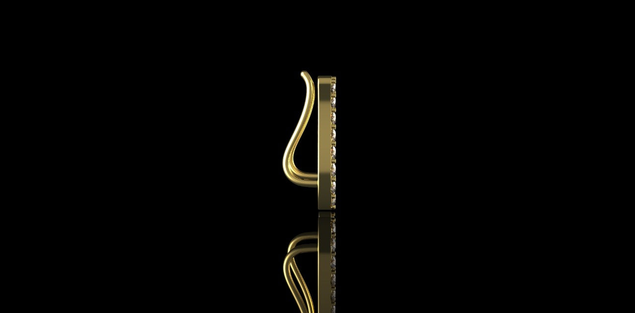 14K YELLOW GOLD CUSTOM "WIGGLE" STYLE DIAMOND EARRING