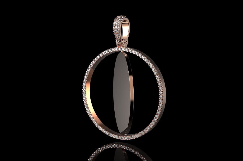 14k rose gold 360 rotating round diamond picture pendant