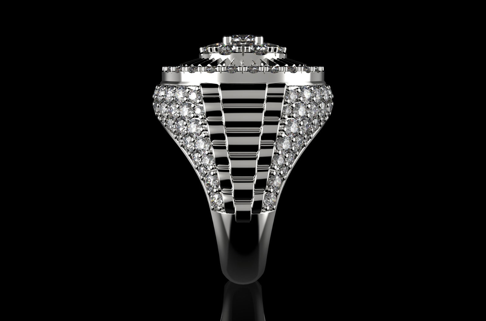 14k white gold Rolex inspired ring 4.33cts