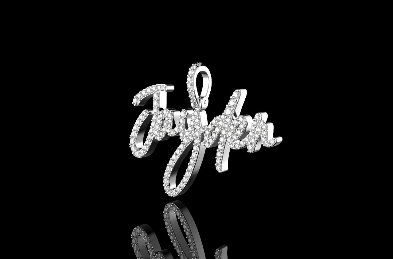 14K WHITE GOLD SINGLE LATER CUSTOM "JAYDEN" STYLE DIAMOND PENDANT
