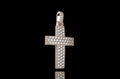 14k rose gold large custom dome 3d diamond cross with profile diamonds