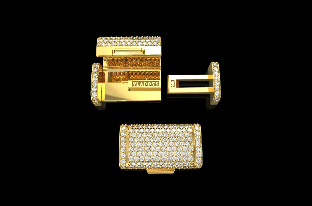 14k yellow gold custom made small diamond lock