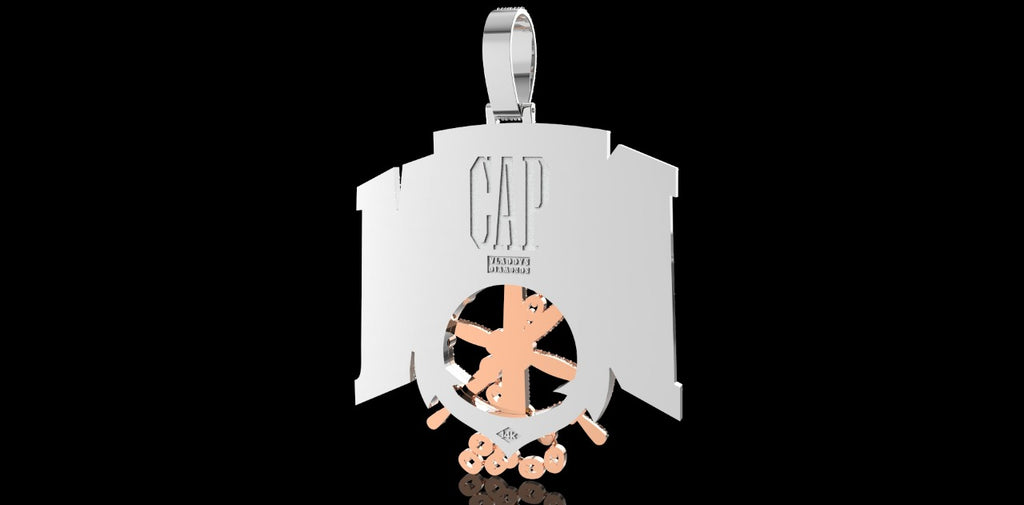 14K 2 TONE ROSE AND WHITE GOLD CUSTOM "HATED THE BOTTOM" STYLE DIAMOND PENDANT