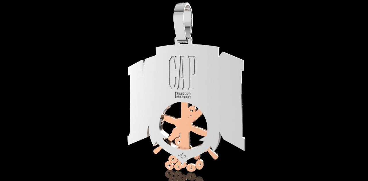 14K 2 TONE ROSE AND WHITE GOLD CUSTOM "HATED THE BOTTOM" STYLE DIAMOND PENDANT