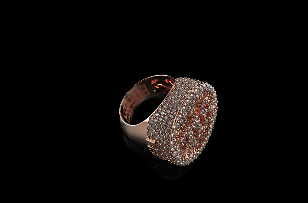 14K ROSE GOLD CUSTOM 3D DIAMOND "718" STYLE DIAMOND RING