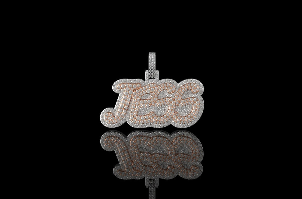 14K 2 TONE ROSE AND WHITE GOLD DOUBLE LAYER CUSTOM "JESS" STYLE DIAMOND PENDANT