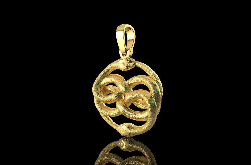 14k yellow gold custom snake pendant