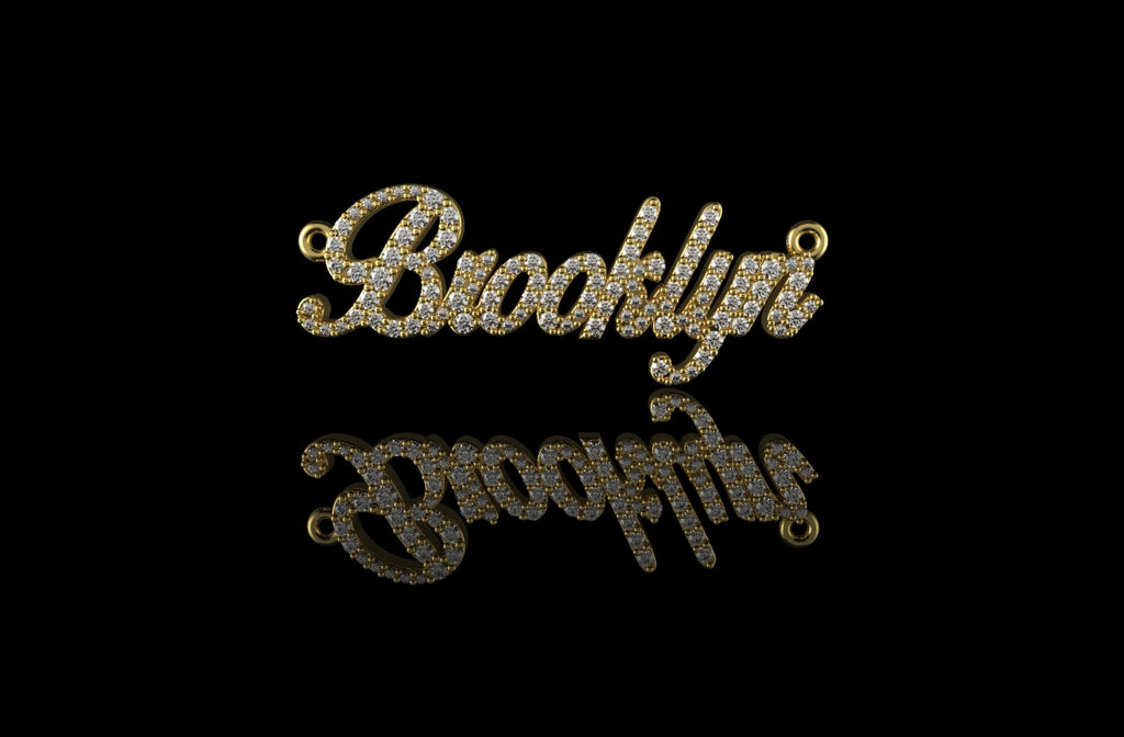 14k yellow gold custom "brooklyn" diamond pendant