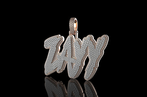 14k 2 tone rose and white gold custom "ZAyy" style diamond pendant