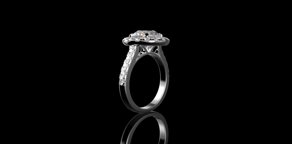 18k white gold round halo diamond engagement ring 5.00cts