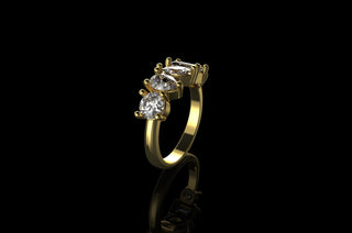 14k yellow gold custom multi shape stone diamond ring